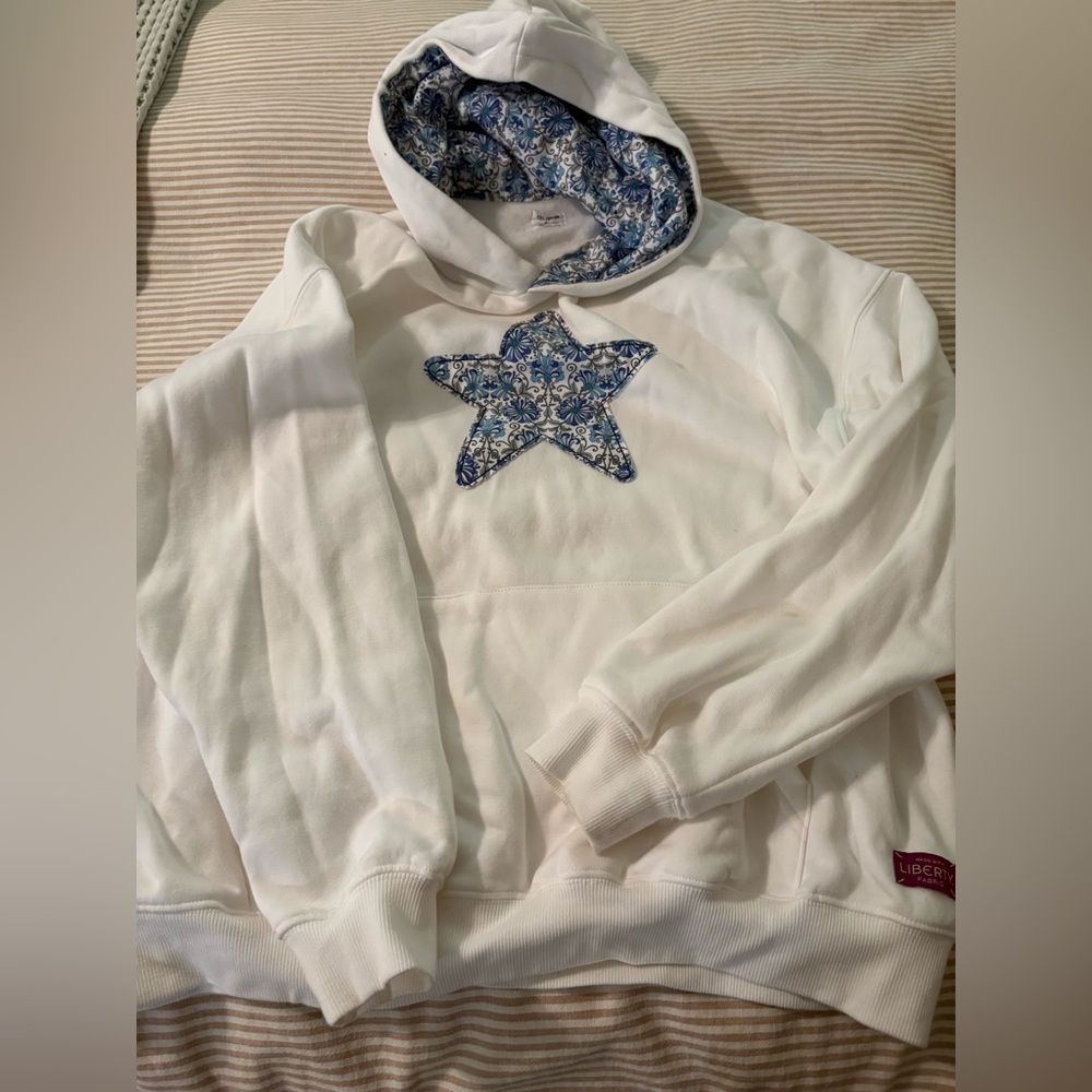 Cotton On White Hoodie with Liberty Floral Star Design